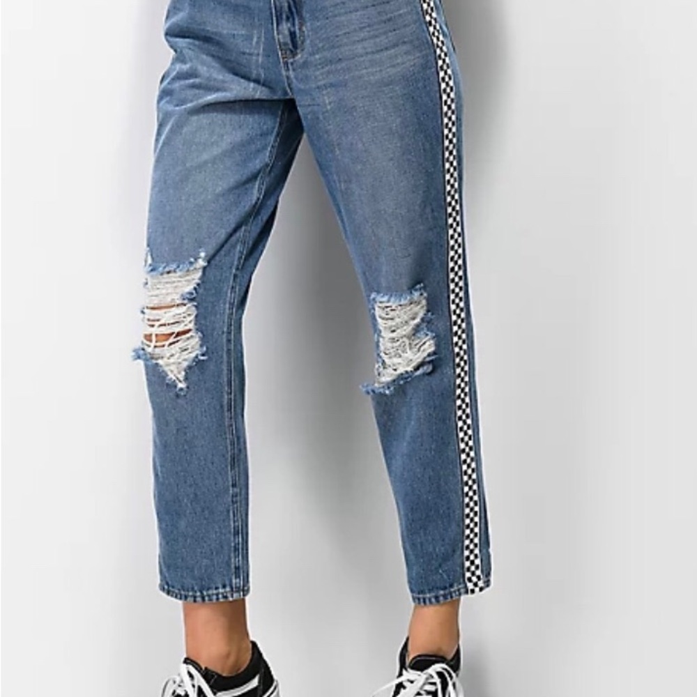 Empyre jeans  Eileen Mom jeans. 100% cotton with race stripes